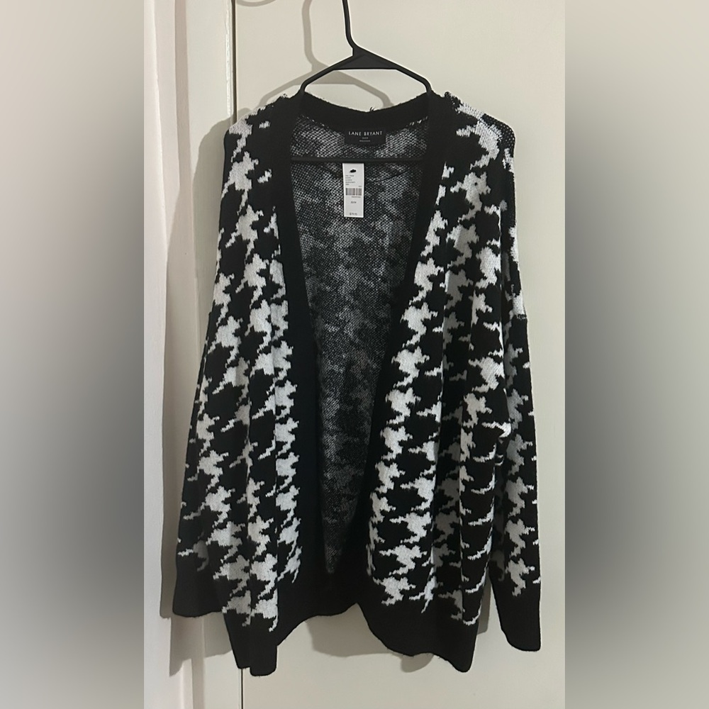 Lane Bryant Plus Open-Front Houndstooth Cardigan - Picture 2 of 5